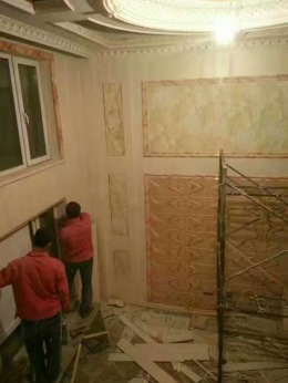 中天御景湾客厅吊顶背景墙制作